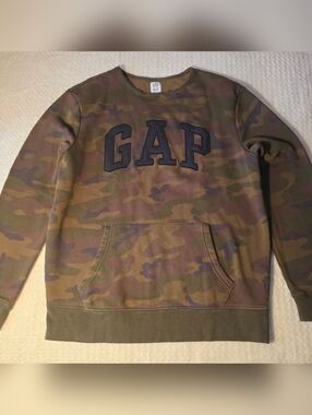 GAP Womens Camouflage Crewneck Sweatshirt - Olive, Brown